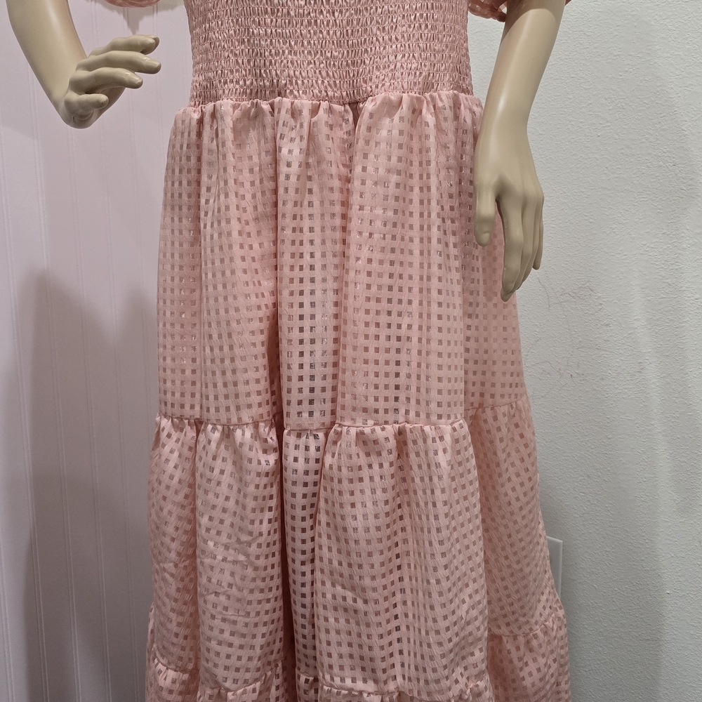 Pink Gingham Maxi Dress
